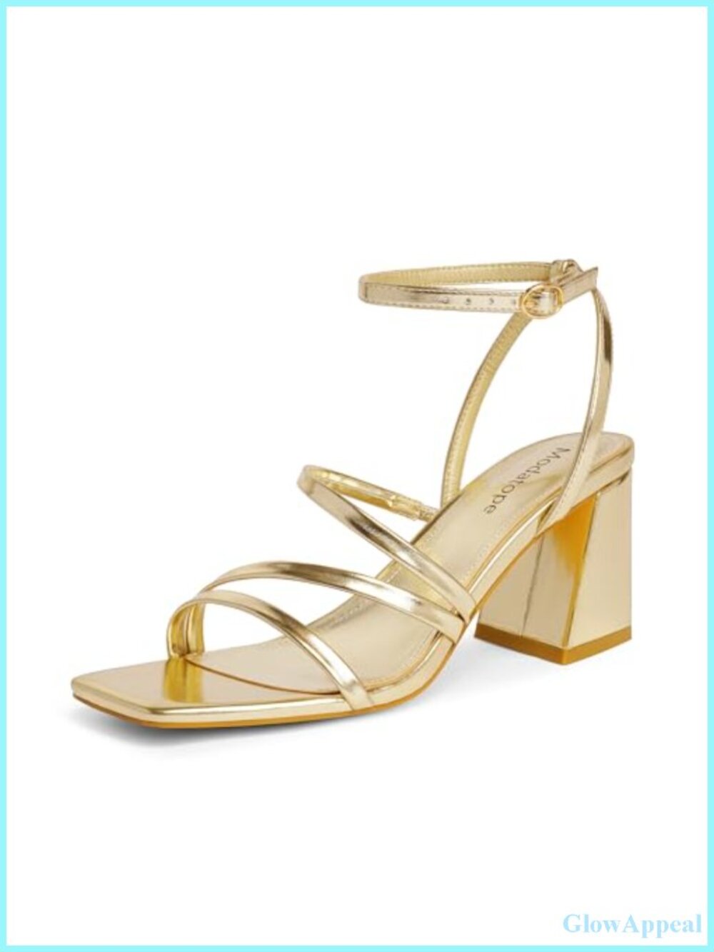 Modatope Womens Chunky Block Heeled Sandals Square Toe Strappy Prom